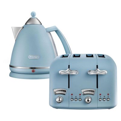Delonghi Argento Flora Kettle & Toaster Pack Blue