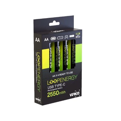Verico LoopEnergy AA Rechargeable Batteries USB-C 2550mWh