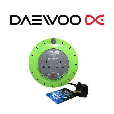 Daewoo 10m Power Cable Reel 2 Way Extension Lead
