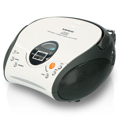 LENCO SCD-24 WHITE - Portable Stereo FM Radio with CD player