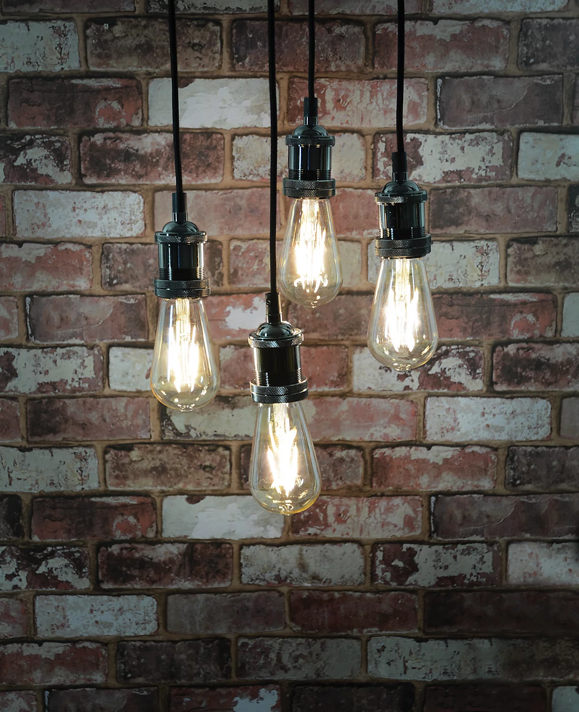 Lyyt Vintage 4 Cluster Pendant E27 Ceiling Light Lamp - Black Chrome
