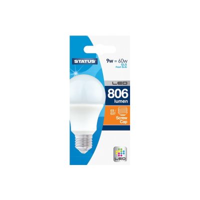 Status LED Classic Pearl Bulb 60w Non-Dimmable Warm White Large Screw Cap E27 806 Lumens