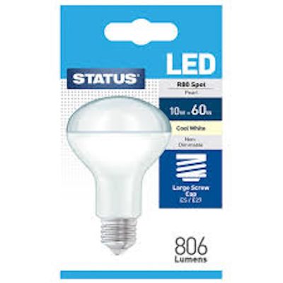 Status LED R80 Spot 60w Cool White Non-Dimmable Bulb Large Screw Cap E27 806 Lumens