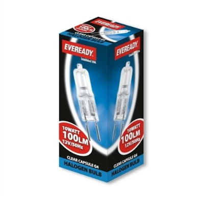 Eveready G4 10W Halogen Capsule Bulb Clear 120 Lumens 12V Lamp