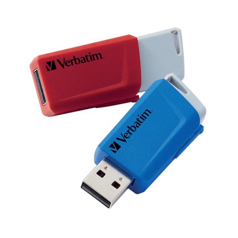 N Click Verbatim STORE 'N' CLICK USB 3.2 GEN 1 Drive 2x 32GB - Red & Blue ...