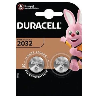 Duracell CR2032 3V Lithium Coin Cell Battery - Pack of 2