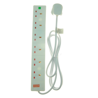 PowerMaster 6 Gang 2m Surge Protection Extension Lead