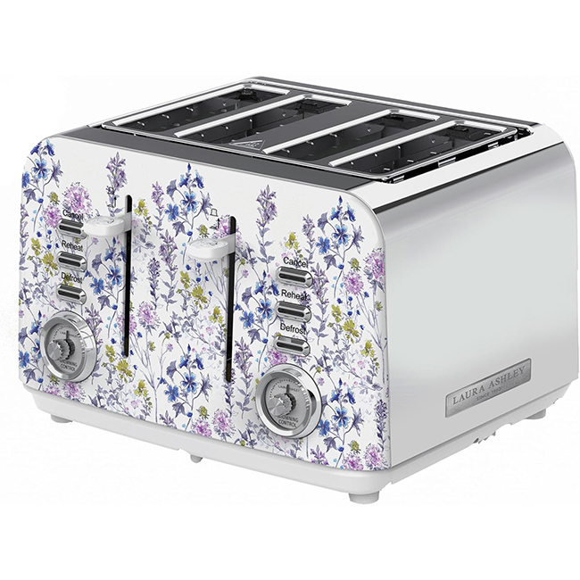 Laura Ashley 4-Slice Electric Toaster with Extra-Wide Slots VQSBT583LAWMUK – Wild Meadow Floral Print