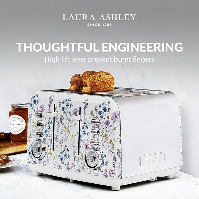 Laura Ashley 4-Slice Electric Toaster with Extra-Wide Slots VQSBT583LAWMUK – Wild Meadow Floral Print ds
