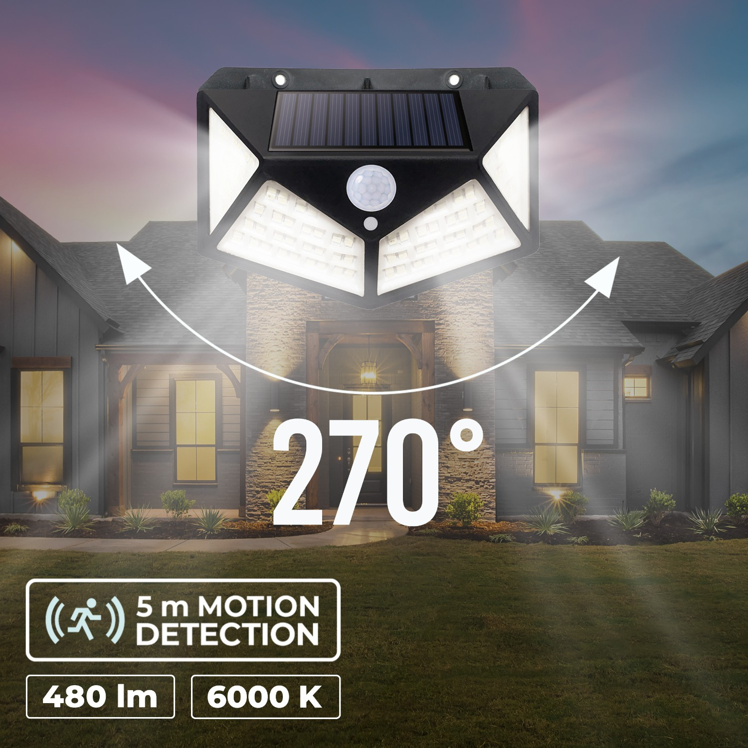 Forever Light SUNARI FLS-65 Solar Lamp | 100 SMD LED 6W 480lm PIR Outdoor Light