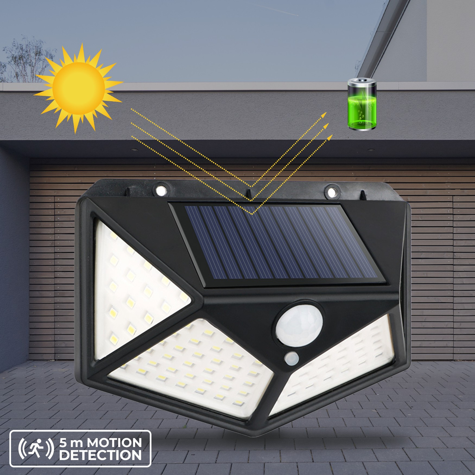 Forever Light SUNARI FLS-65 Solar Lamp | 100 SMD LED 6W 480lm PIR Outdoor Light